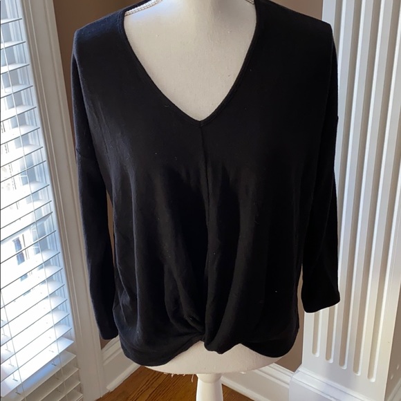 NWT black Loft long sleeve top w/gathered front XS - Picture 1 of 8
